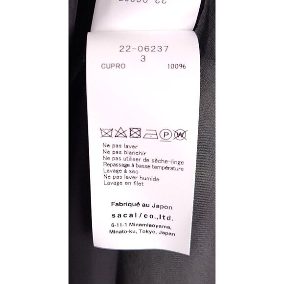 Sacai 36" Midi Satin Slip Size 3 L Black Intimates Dress Japan 22-06237 - Picture 6 of 7